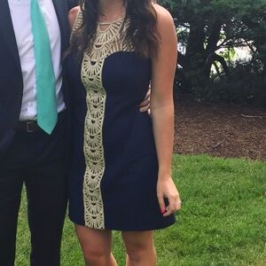 Lily Pulitzer Navy and Gold Mini Dress